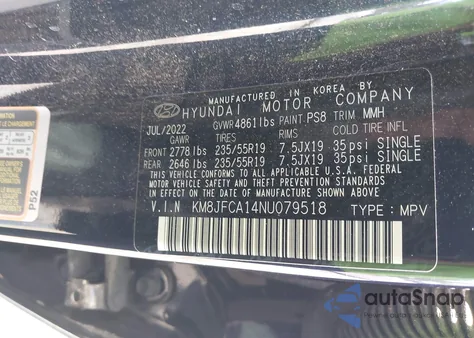 2022 Hyundai Tucson Hybrid Sel Convenience z USA, uszkodzony, nr VIN KM8JFCA14NU079518